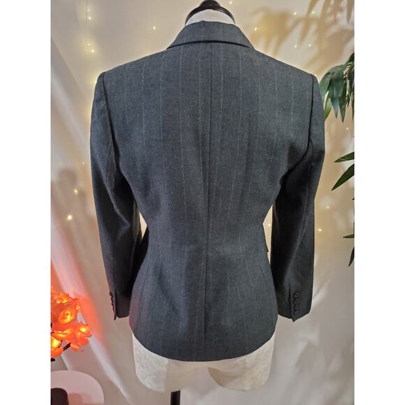 Lauren Ralph Lauren Vintage 90s Pinstripe Wool Gray Blazer Jacket Womens Size 4P - Picture 6 of 13